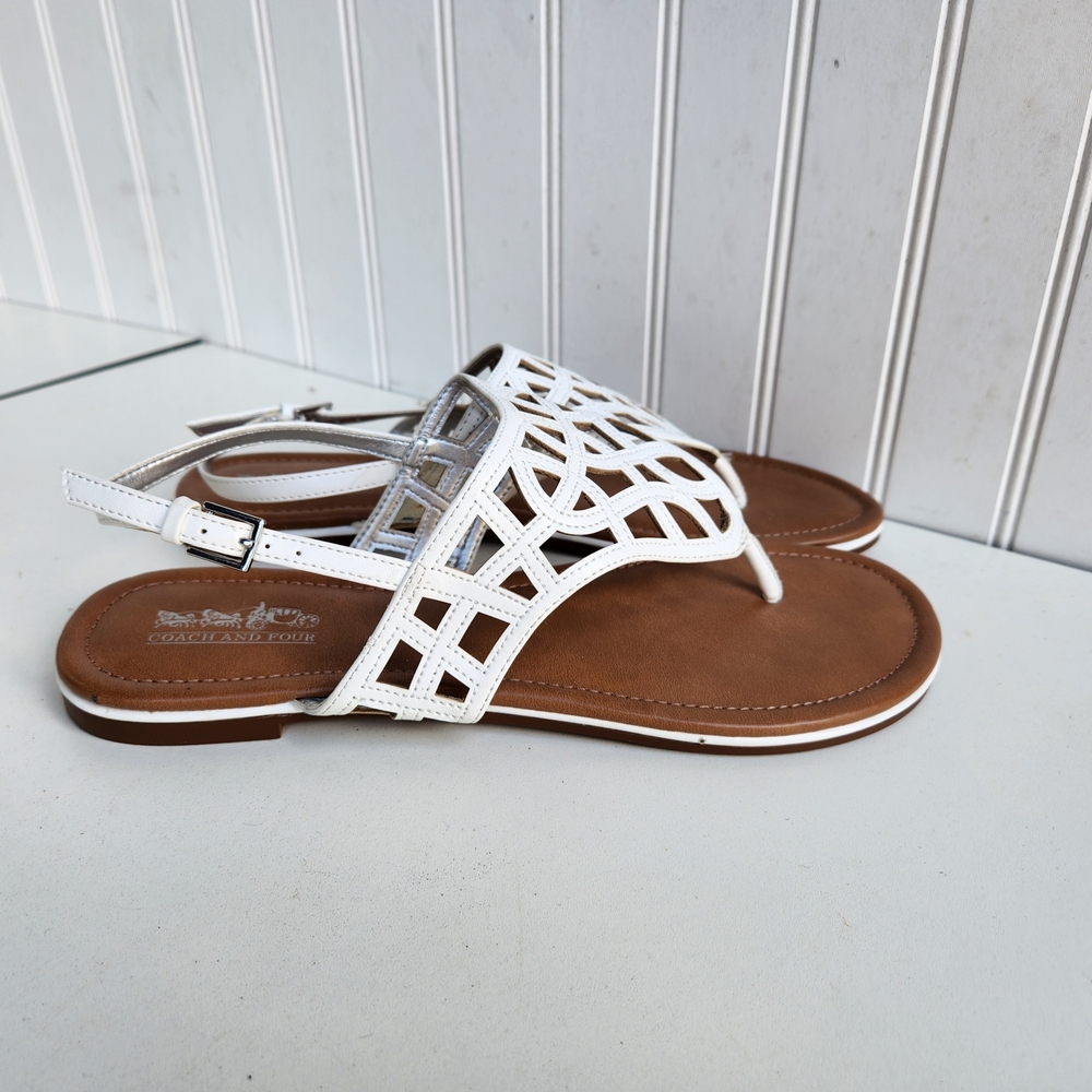 White and Brown Women Sandals - Picture 4 of 8
